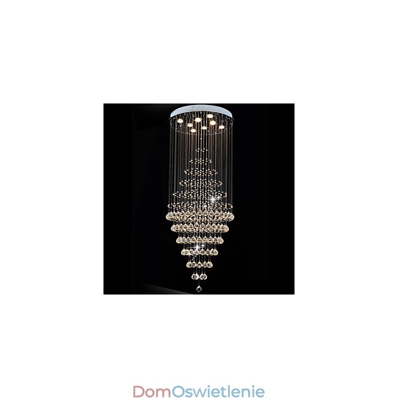 Nowoczesny kryształowy żyrandol, lampa wisząca, lampa sufitowa, oprawy z 8 żarówkami, wys. 180 cm