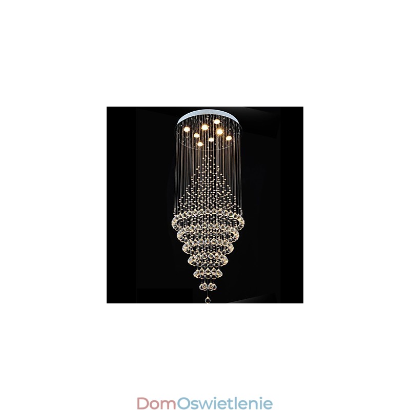 Nowoczesny kryształowy żyrandol, lampa wisząca, lampa sufitowa, oprawy z 8 żarówkami, wys. 180 cm