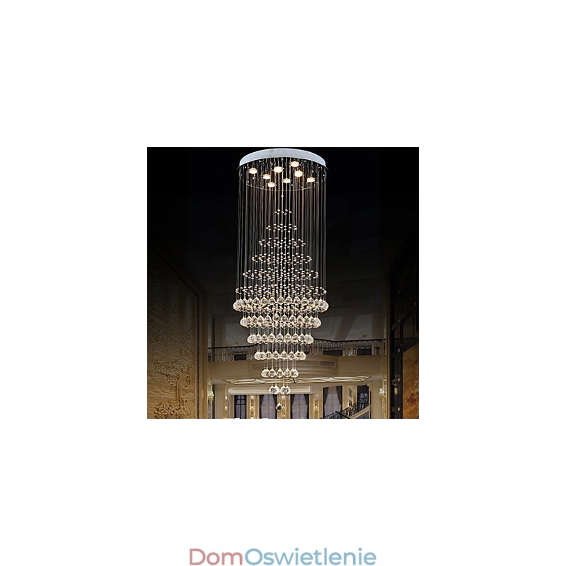 Nowoczesny kryształowy żyrandol, lampa wisząca, lampa sufitowa, oprawy z 8 żarówkami, wys. 180 cm