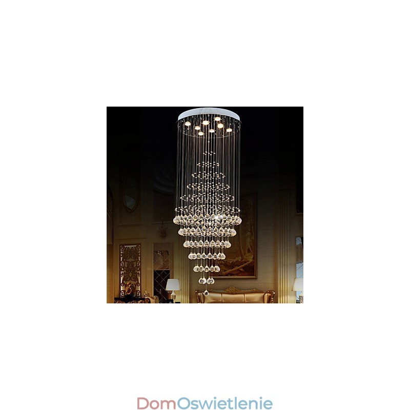 Nowoczesny kryształowy żyrandol, lampa wisząca, lampa sufitowa, oprawy z 8 żarówkami, wys. 180 cm