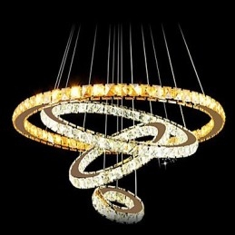 Lampy wiszące Lampy sufitowe Żyrandole Oświetlenie okrągłe 4 pierścienie Duży pierścień Bursztynowy kryształ i inne przezroczyste kryształy