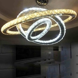 Kryształowe lampy sufitowe wiszące żyrandole oświetlenie z ciepłą i zimną bielą D406080cm