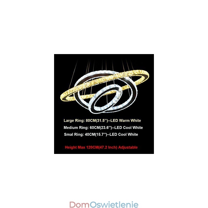 Kryształowe lampy sufitowe wiszące żyrandole oświetlenie z ciepłą i zimną bielą D406080cm