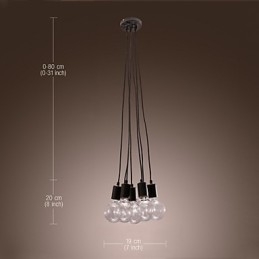 Nowoczesny dom 7 głowic Edison Bulb Light Loft Glass Ball Pendant Light