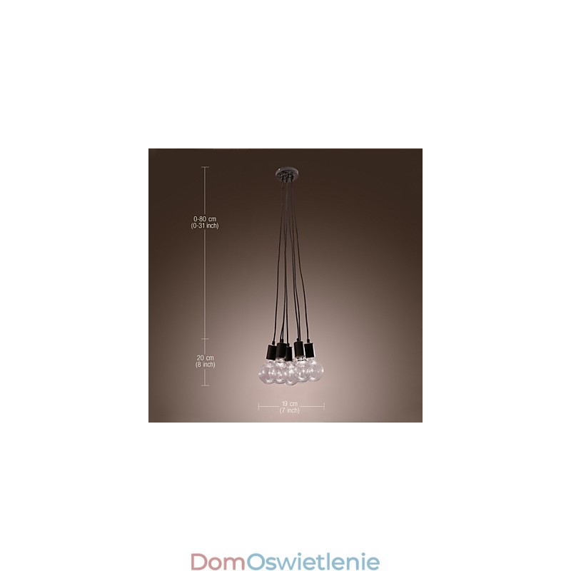 Nowoczesny dom 7 głowic Edison Bulb Light Loft Glass Ball Pendant Light