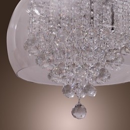 Artystyczna lampa wisząca z 6 kryształkami i szklanym kloszem