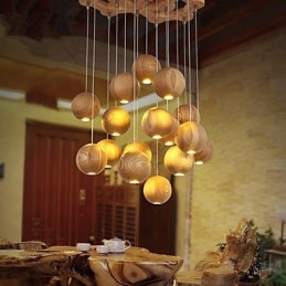 Lampy wiszące Mini styl Latarnia Drewno Bambus