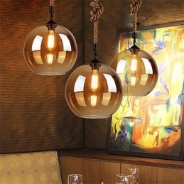 Loft American Rope Retro Lighting Lights Szklana lampa wisząca