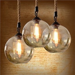 Loft American Rope Retro Lighting Lights Szklana lampa wisząca