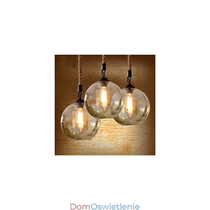Loft American Rope Retro Lighting Lights Szklana lampa wisząca