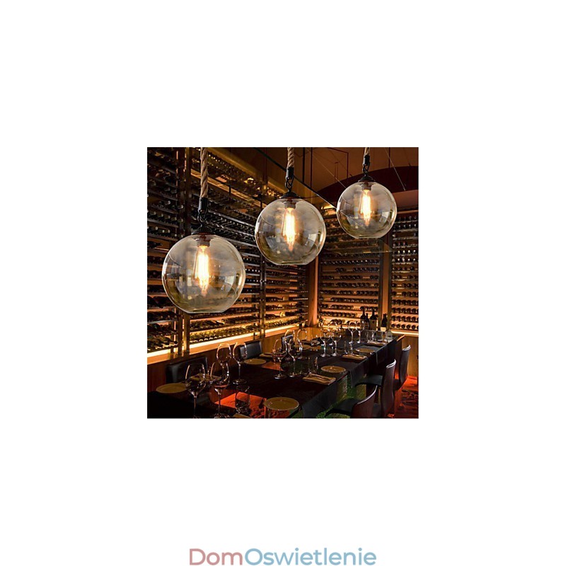 Loft American Rope Retro Lighting Lights Szklana lampa wisząca