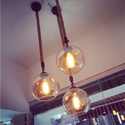 Loft American Rope Retro Lighting Lights Szklana lampa wisząca