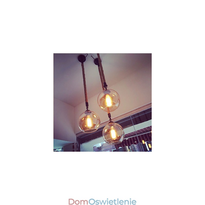 Loft American Rope Retro Lighting Lights Szklana lampa wisząca