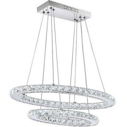 Nowoczesna lampa wisząca kryształowa z podwójnym owalnym pierścieniem