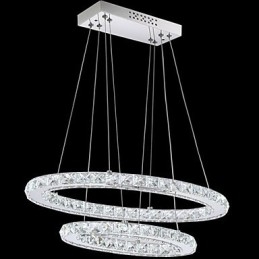 Nowoczesna lampa wisząca kryształowa z podwójnym owalnym pierścieniem