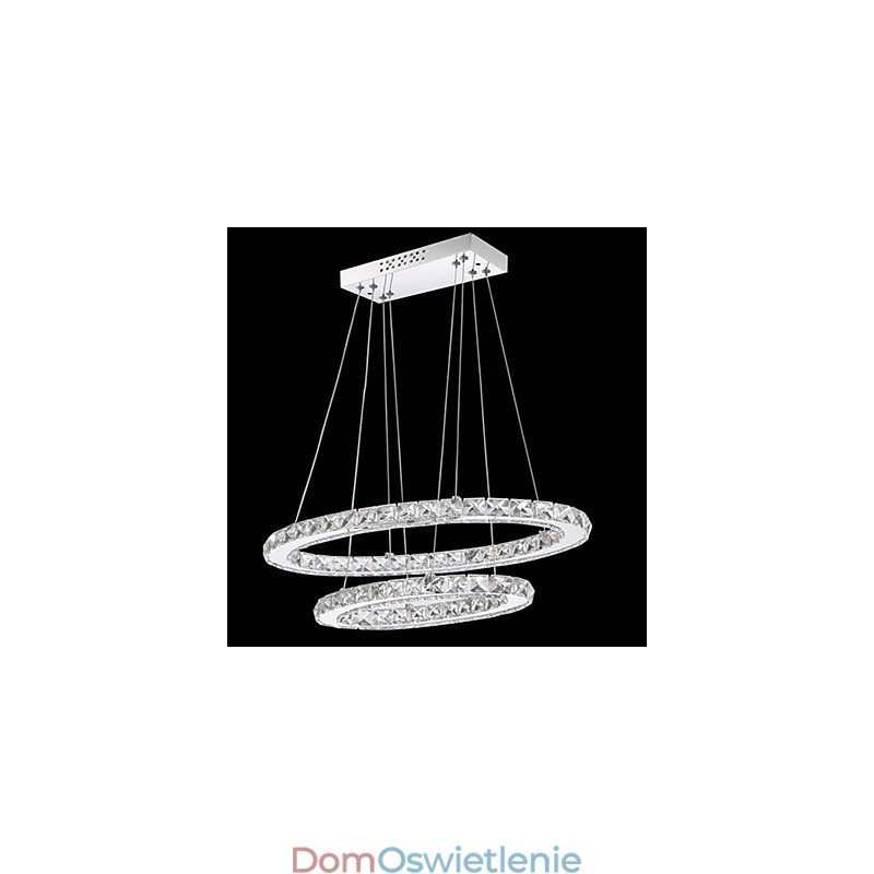 Nowoczesna lampa wisząca kryształowa z podwójnym owalnym pierścieniem