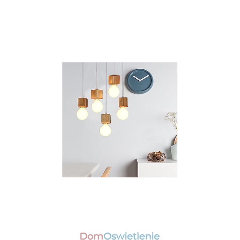 Nordic Solid Wood Kwadratowy uchwyt na lampę Siedząca lampa Droplight