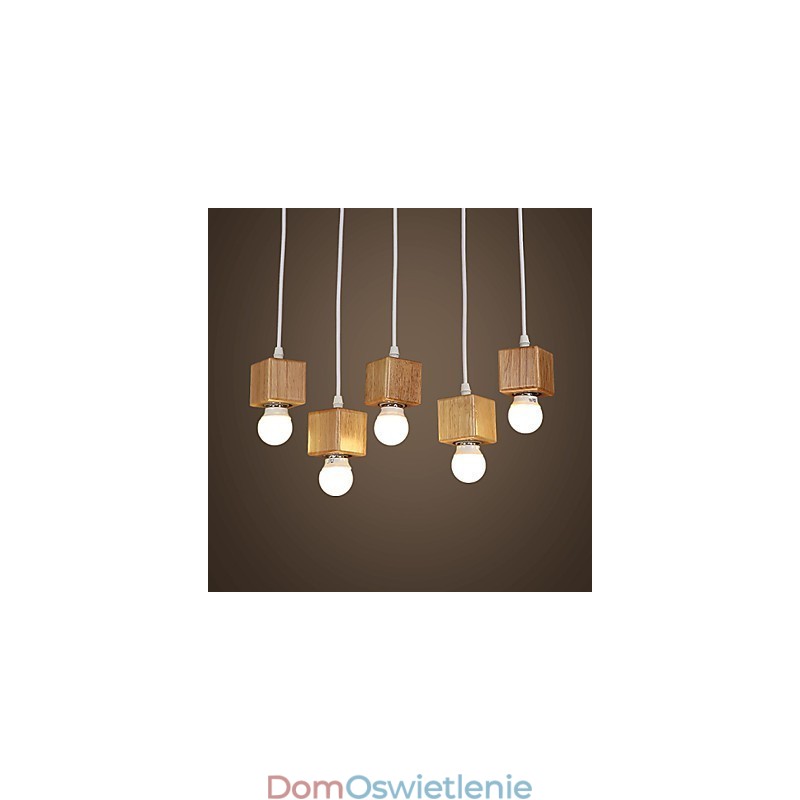 Nordic Solid Wood Kwadratowy uchwyt na lampę Siedząca lampa Droplight