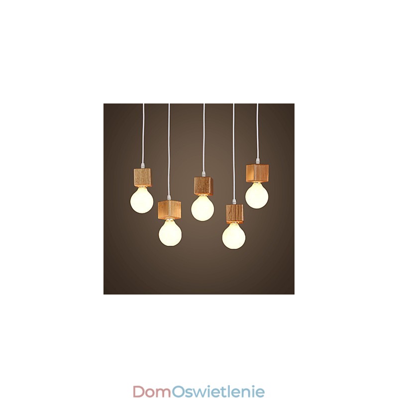 Nordic Solid Wood Kwadratowy uchwyt na lampę Siedząca lampa Droplight