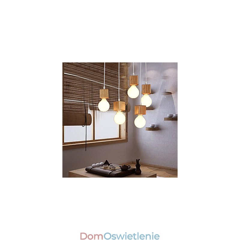Nordic Solid Wood Kwadratowy uchwyt na lampę Siedząca lampa Droplight
