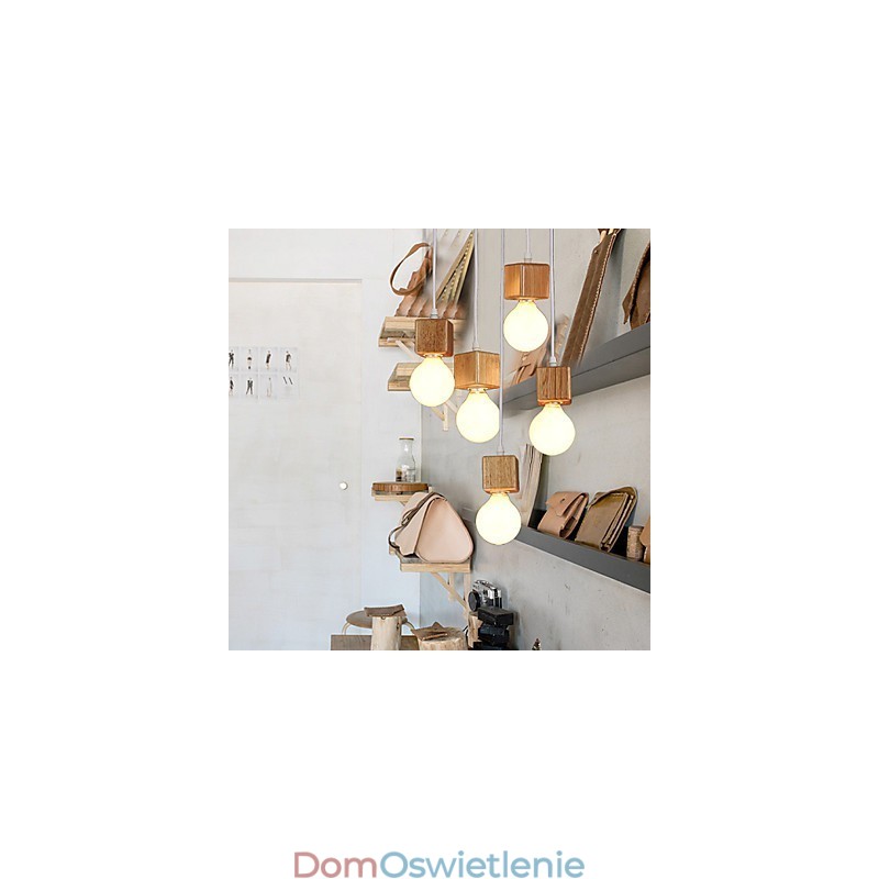 Nordic Solid Wood Kwadratowy uchwyt na lampę Siedząca lampa Droplight