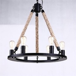 Lampa wisząca 6 świateł w stylu rustykalnym z kutego żelaza