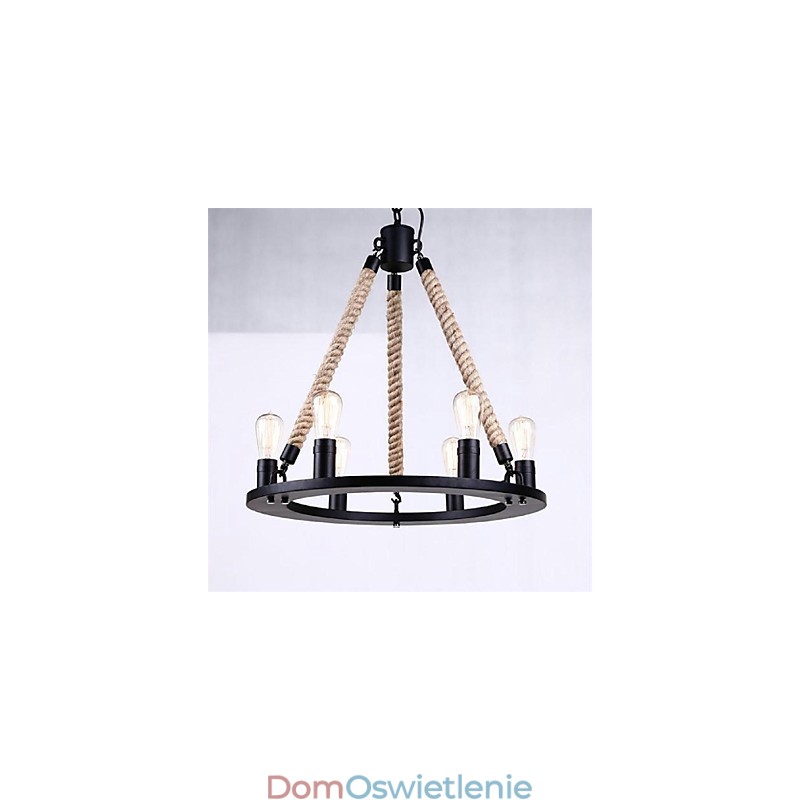 Lampa wisząca 6 świateł w stylu rustykalnym z kutego żelaza