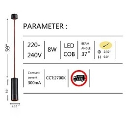 1-punktowa mini lampa wisząca anodowana na czarno z aluminium