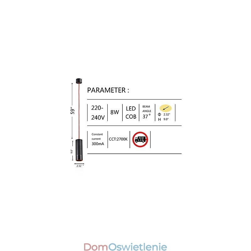 1-punktowa mini lampa wisząca anodowana na czarno z aluminium
