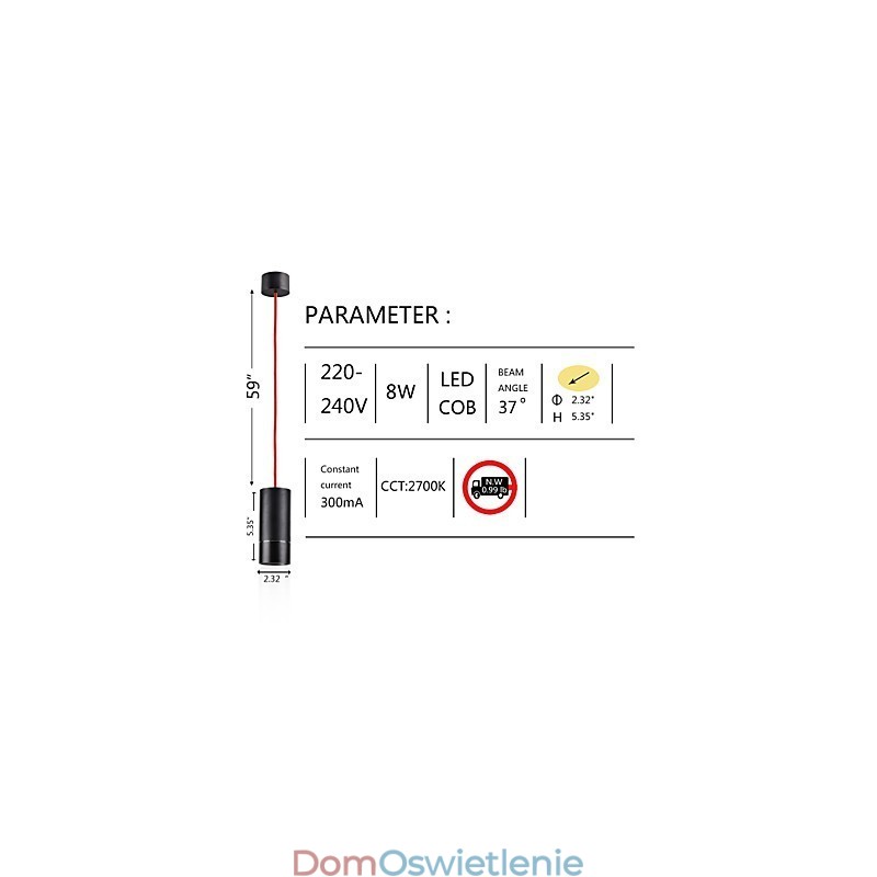 1-punktowa mini lampa wisząca anodowana na czarno z aluminium