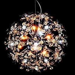 Nowoczesna współczesna lampa wisząca z kryształkami w kolorze chromu