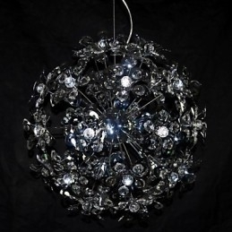 Nowoczesna współczesna lampa wisząca z kryształkami w kolorze chromu