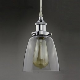Nowoczesne chromowane szkło Vintage Industrial Retro Montaż Edison Wisząca lampa Cafe Porch Light
