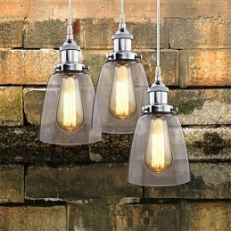 Nowoczesne chromowane szkło Vintage Industrial Retro Montaż Edison Wisząca lampa Cafe Porch Light