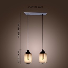 Nowoczesna szklana lampa wisząca z 2 światłami w przezroczystym wzornictwie butelki