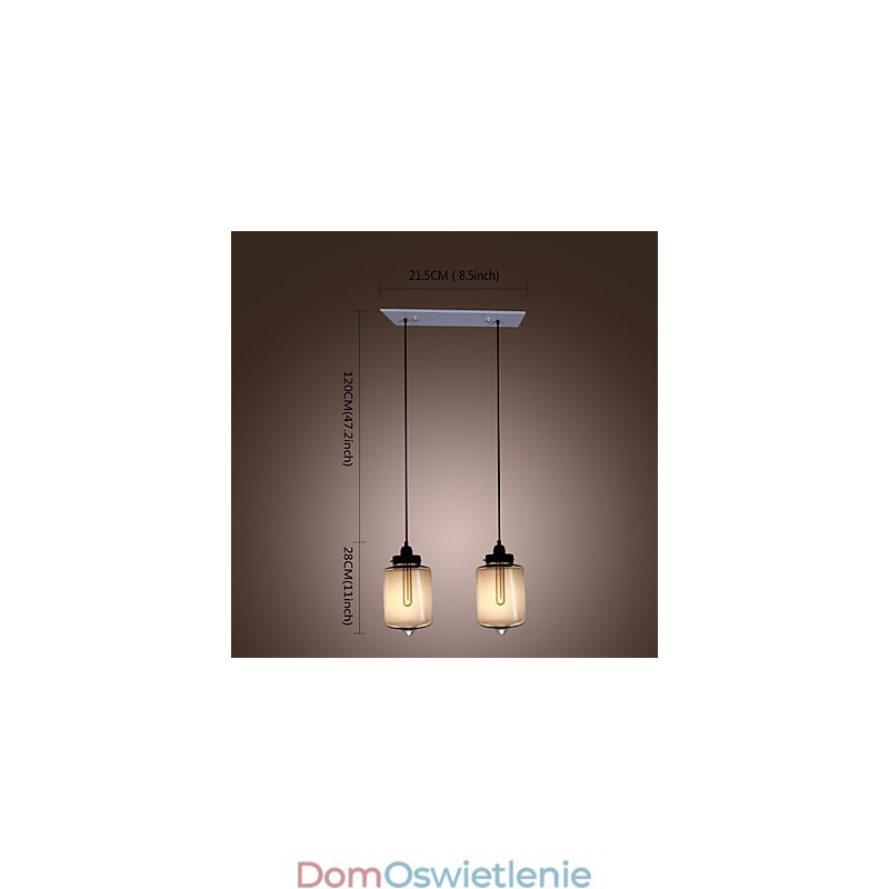 Nowoczesna szklana lampa wisząca z 2 światłami w przezroczystym wzornictwie butelki