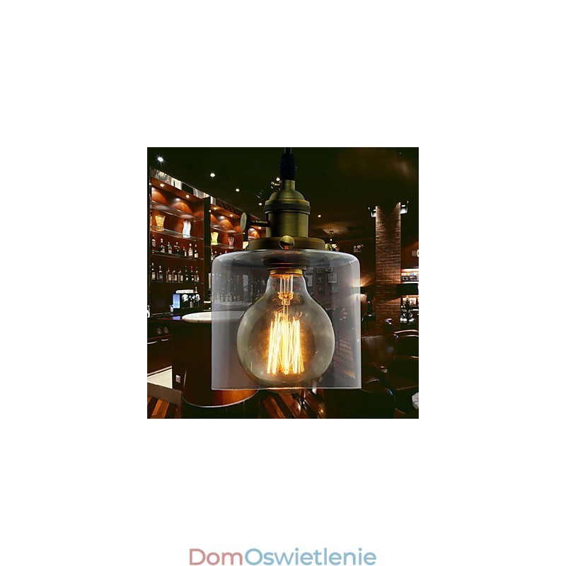 Szkło Mosiądz Retro Vintage Industrial ART Cafe Garaż Wisząca lampa