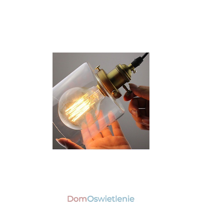 Szkło Mosiądz Retro Vintage Industrial ART Cafe Garaż Wisząca lampa