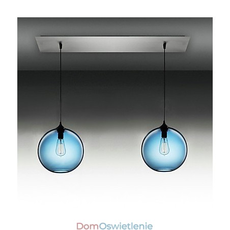 2-punktowa nowoczesna lampa wisząca ze szkła w okrągłym, niebieskim kształcie bańki 2-punktowa nowoczesna lampa wisząca ze szkła w okrągłym, niebieskim kształcie bańki