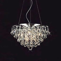 Wisząca lampa Crystal Drop z 8 światłami w okrągłym kształcie