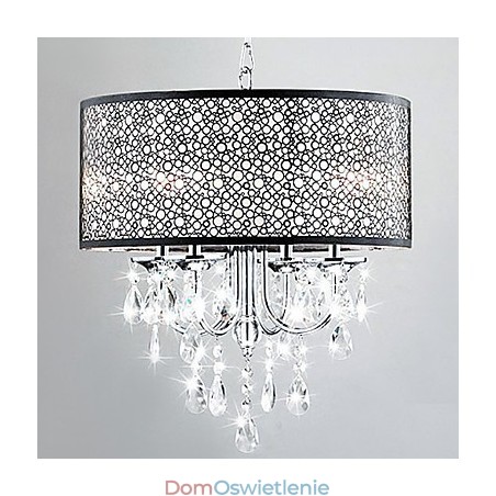 Nowoczesna lampa wisząca z 4 światłami i kryształowymi kroplami Nowoczesna lampa wisząca z 4 światłami i kryształowymi kroplami