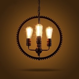 Kreatywne lampy wiszące retro Amerykański wiejski żyrandol z kutego żelaza