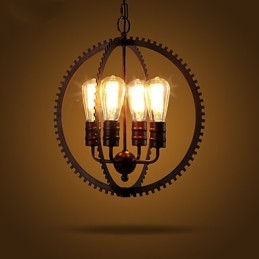 Kreatywne lampy wiszące retro Amerykański wiejski żyrandol z kutego żelaza