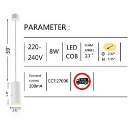 GE 05032 8W 136mm 1 Światło Mini Lampa wisząca Pudrowa biel z aluminium