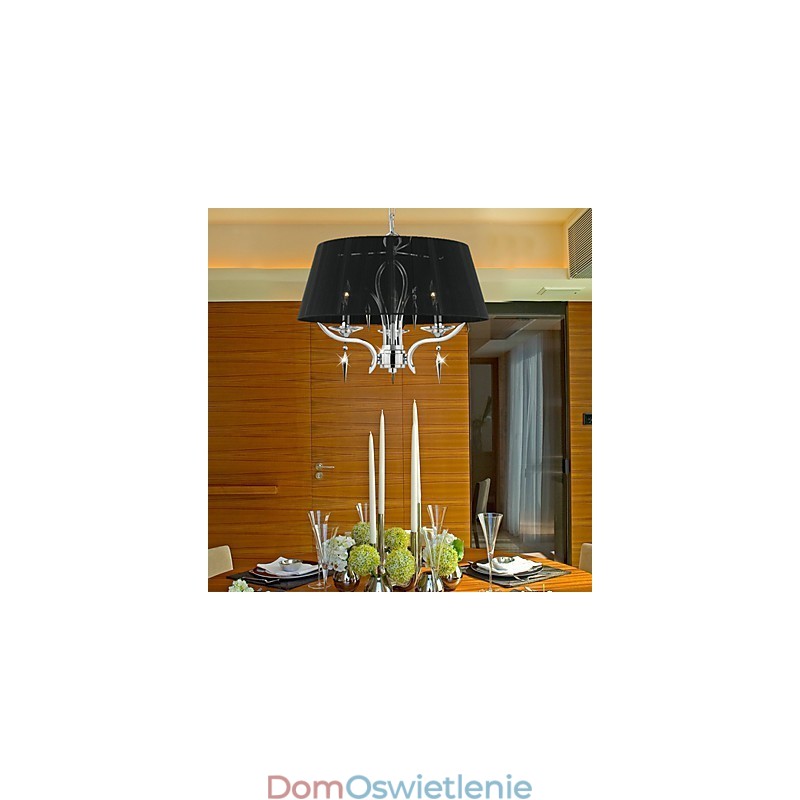 Elegancki kryształowy żyrandol z 3 światłami w czarnym kloszu