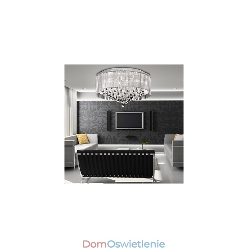 Elegancka lampa wisząca Crytal z 8 światłami w kloszu cylindrycznym