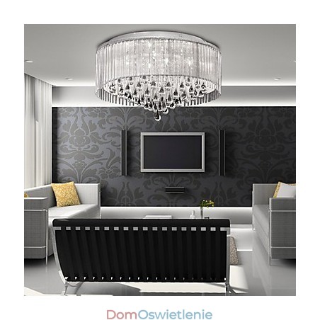 Elegancka lampa wisząca Crytal z 8 światłami w kloszu cylindrycznym Elegancka lampa wisząca Crytal z 8 światłami w kloszu cylindrycznym