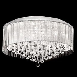 Elegancka lampa wisząca Crytal z 8 światłami w kloszu cylindrycznym