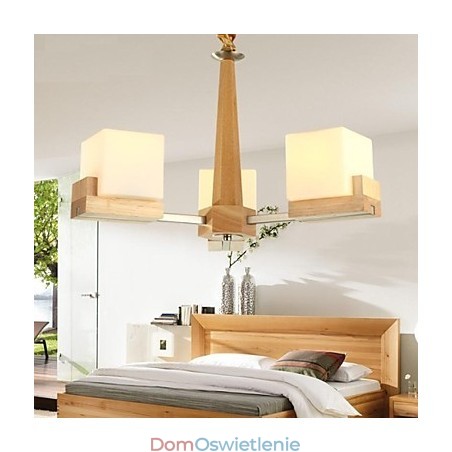 Lampa wisząca dębowa trzy światła dąb i szkło Lampa wisząca dębowa trzy światła dąb i szkło