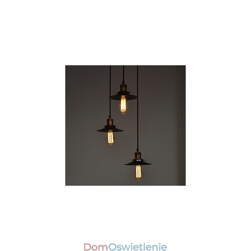 Wisząca lampa w stylu vintage z 3 światłami w kloszu żelaznym